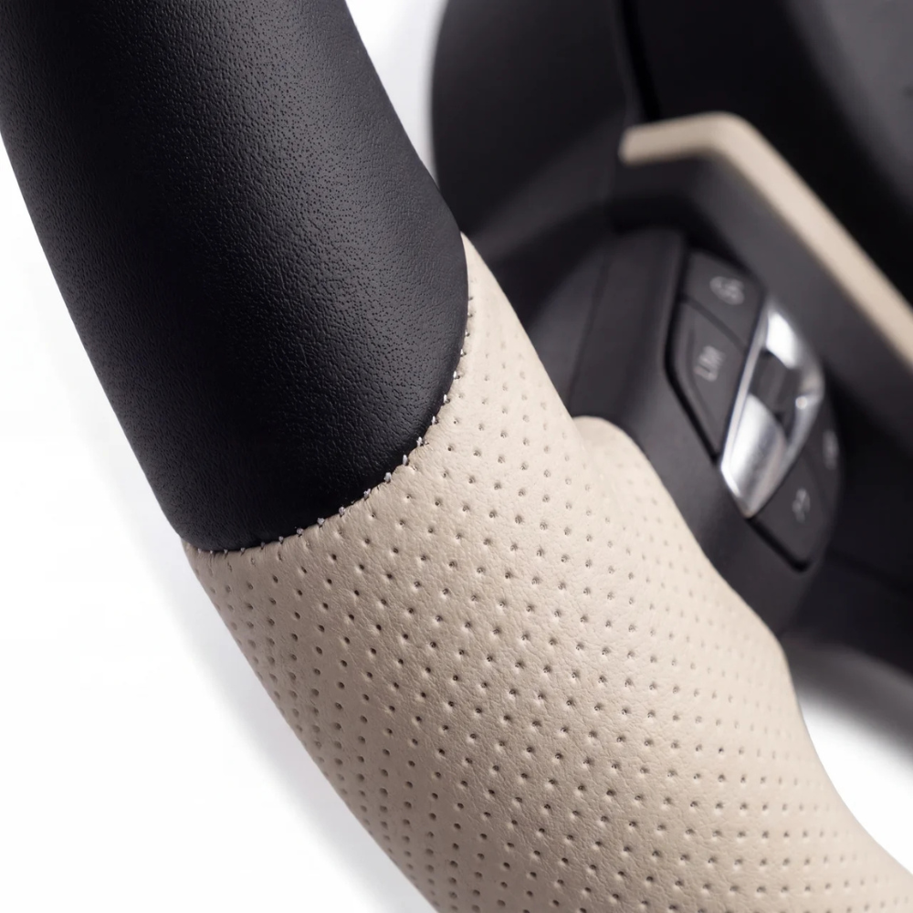 White & Black Leather M Sport BMW Wheel