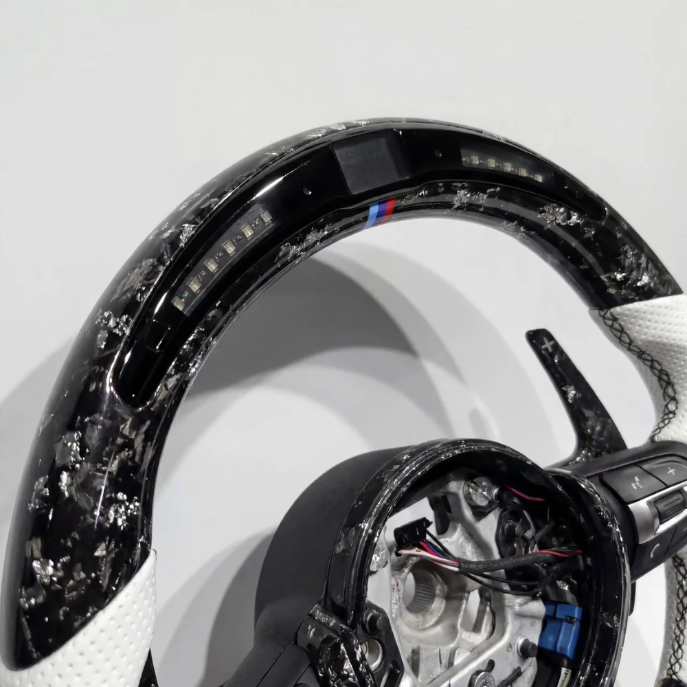 White Grip Forged Carbon LED Shift - BMW Wheel