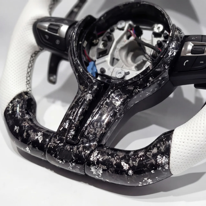 White Grip Forged Carbon LED Shift - BMW Wheel