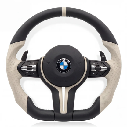 White & Black Leather M Sport BMW Wheel