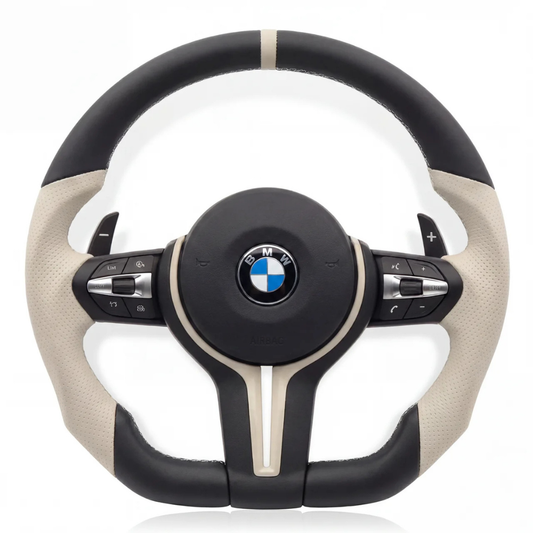 White & Black Leather M Sport BMW Wheel