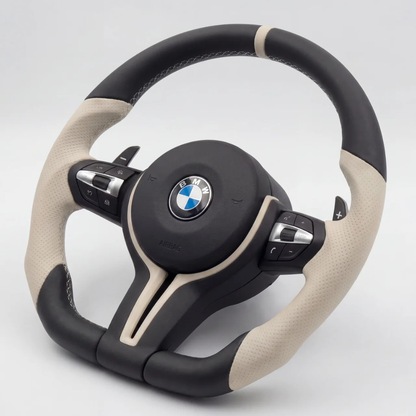 White & Black Leather M Sport BMW Wheel