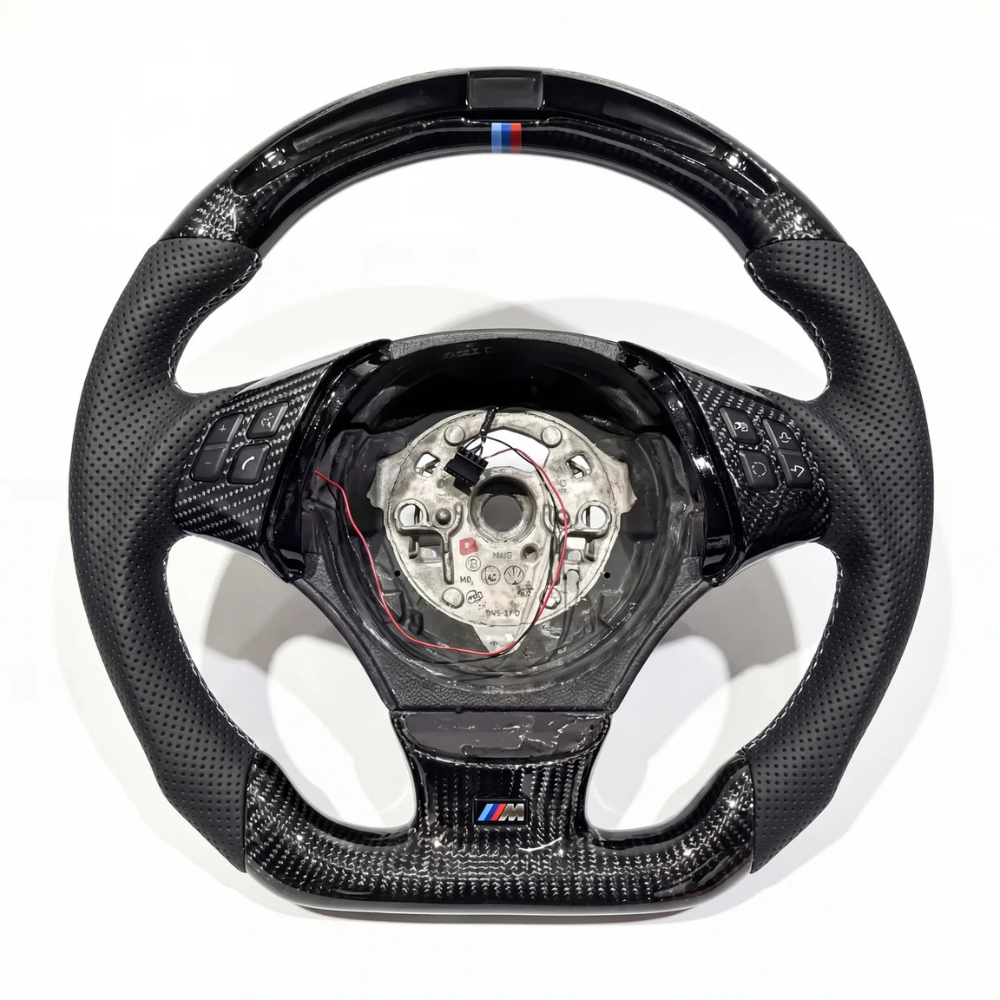 Carbon Fiber Leather Grip LED Shifter BMW Wheel