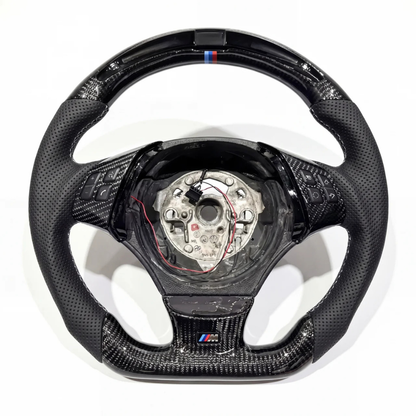 Carbon Fiber Leather Grip LED Shifter BMW Wheel