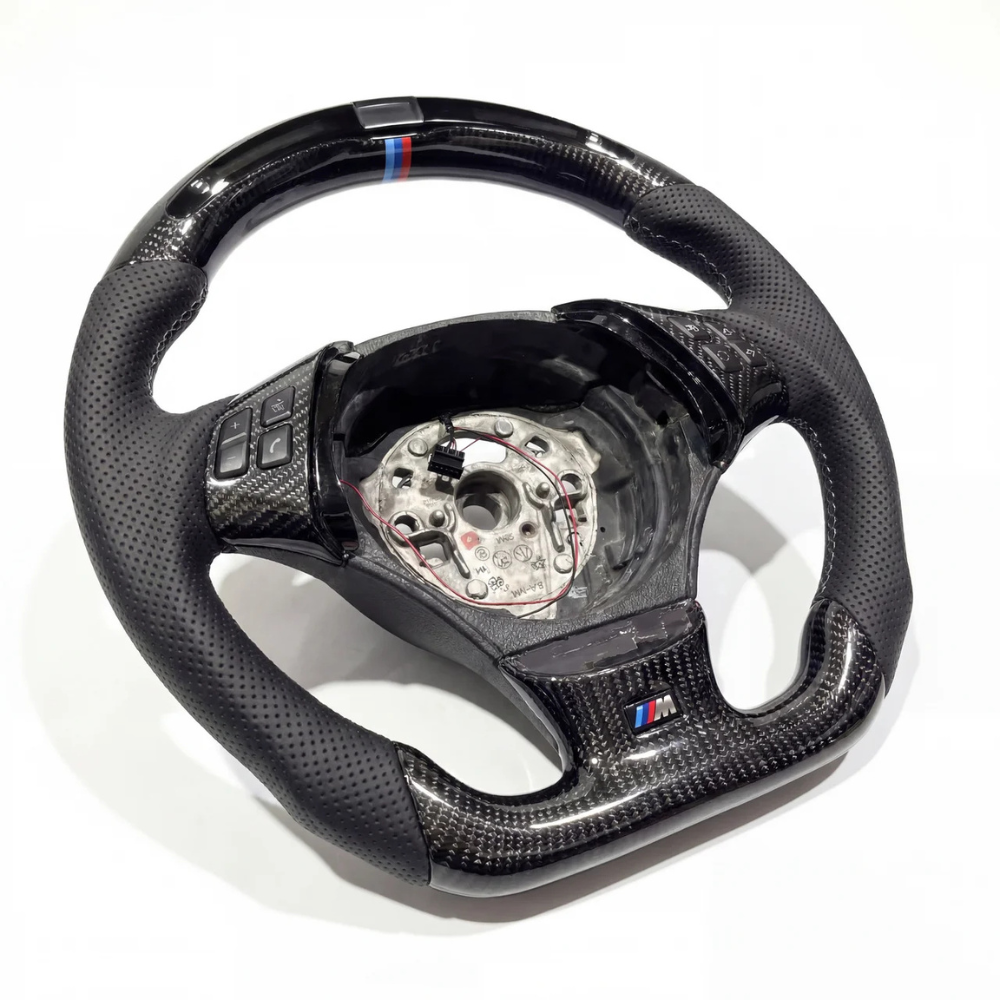 Carbon Fiber Leather Grip LED Shifter BMW Wheel