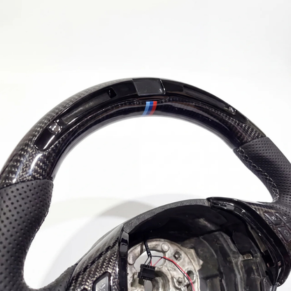 Carbon Fiber Leather Grip LED Shifter BMW Wheel