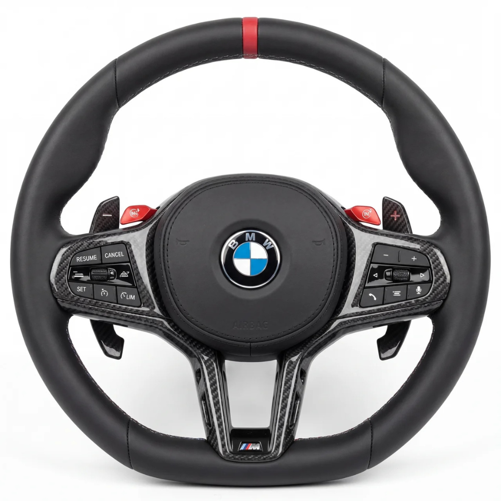 Full Leather With Carbon Accents BMW Wheel