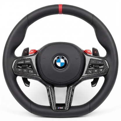 Full Leather With Carbon Accents BMW Wheel