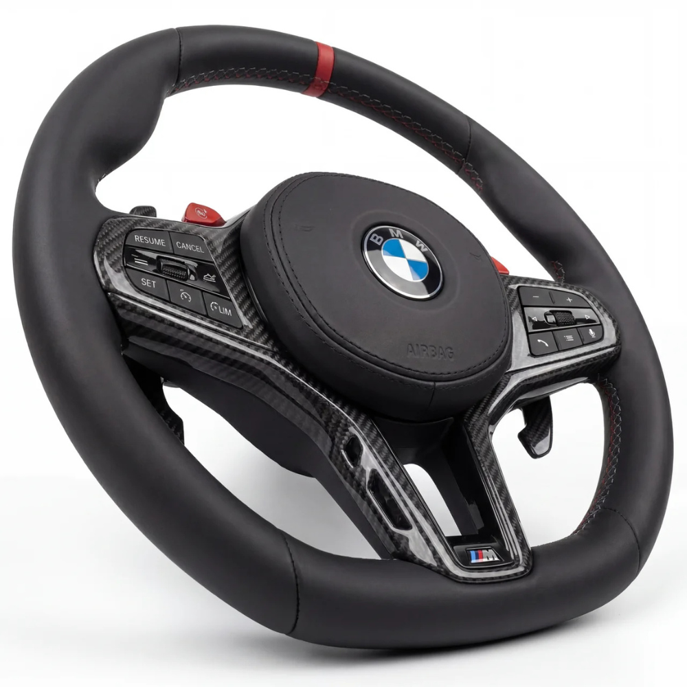 Full Leather With Carbon Accents BMW Wheel